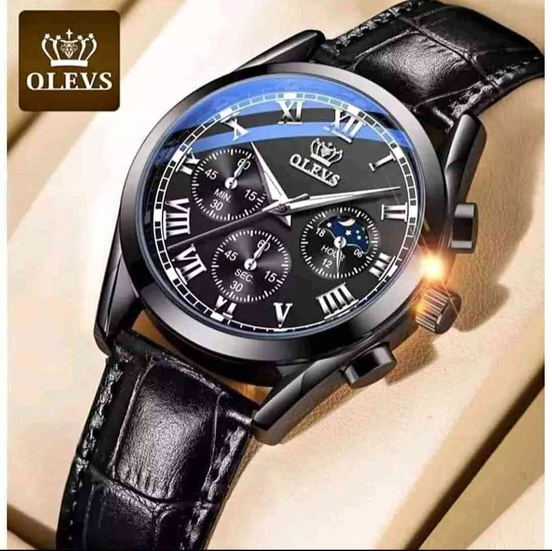 Stylish OLEVS Leather Band fashionable watch - Image 2