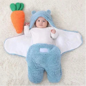 1Pc Baby Lamb Fleece Blanket Is Soft and Comfortable, Suitable for Babies Aged 0-6 Months, Fleece-Lined and Thickened Blanket for Newborns, Anti-Startle Swaddle Sleeping Bag, a Gift for Babies
