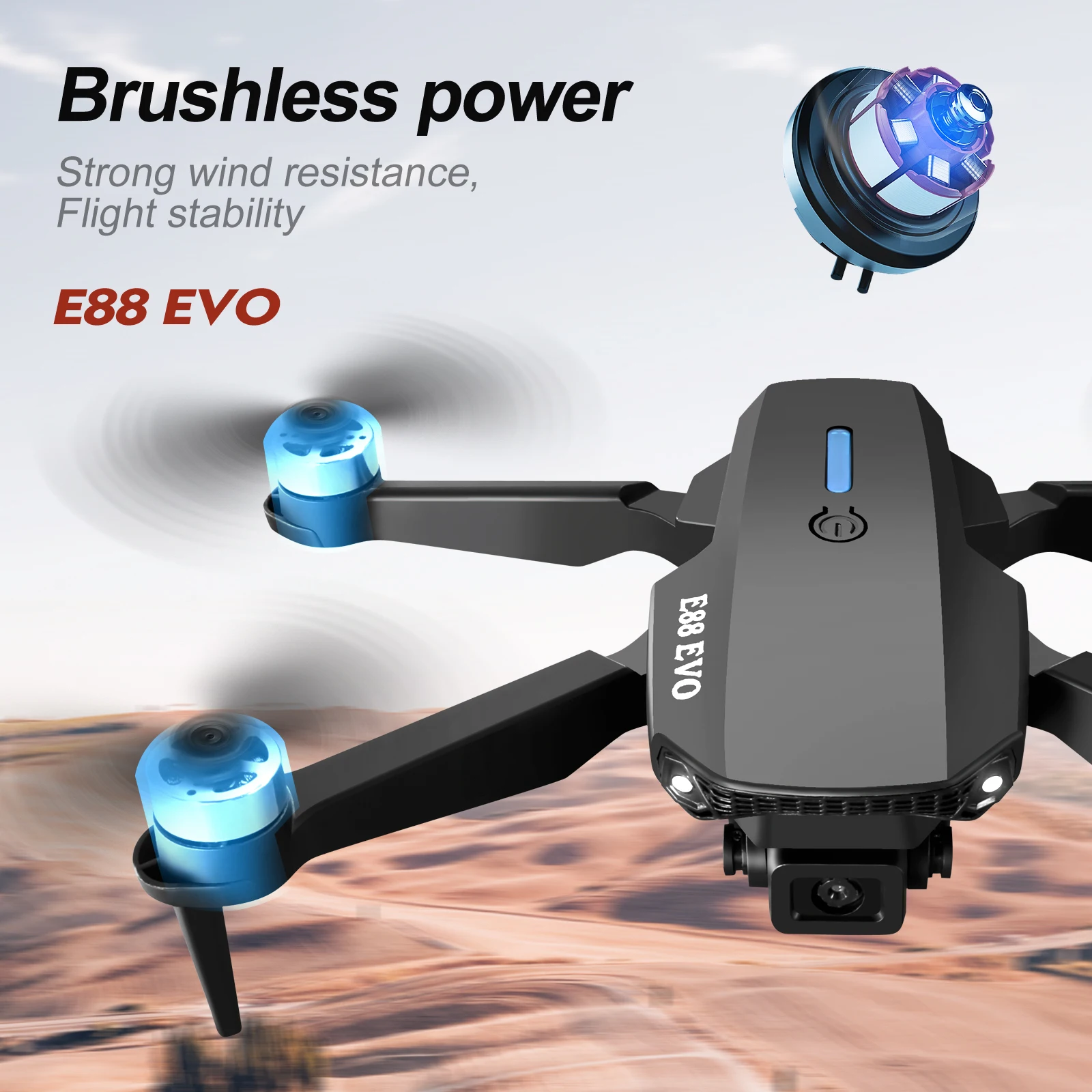 New E88 EVO/PRO WIFI FPV Drone Wide Angle HD Professional 8K Camera Height Holding Brushless Motor RC Foldable Quadcopter - Image 6