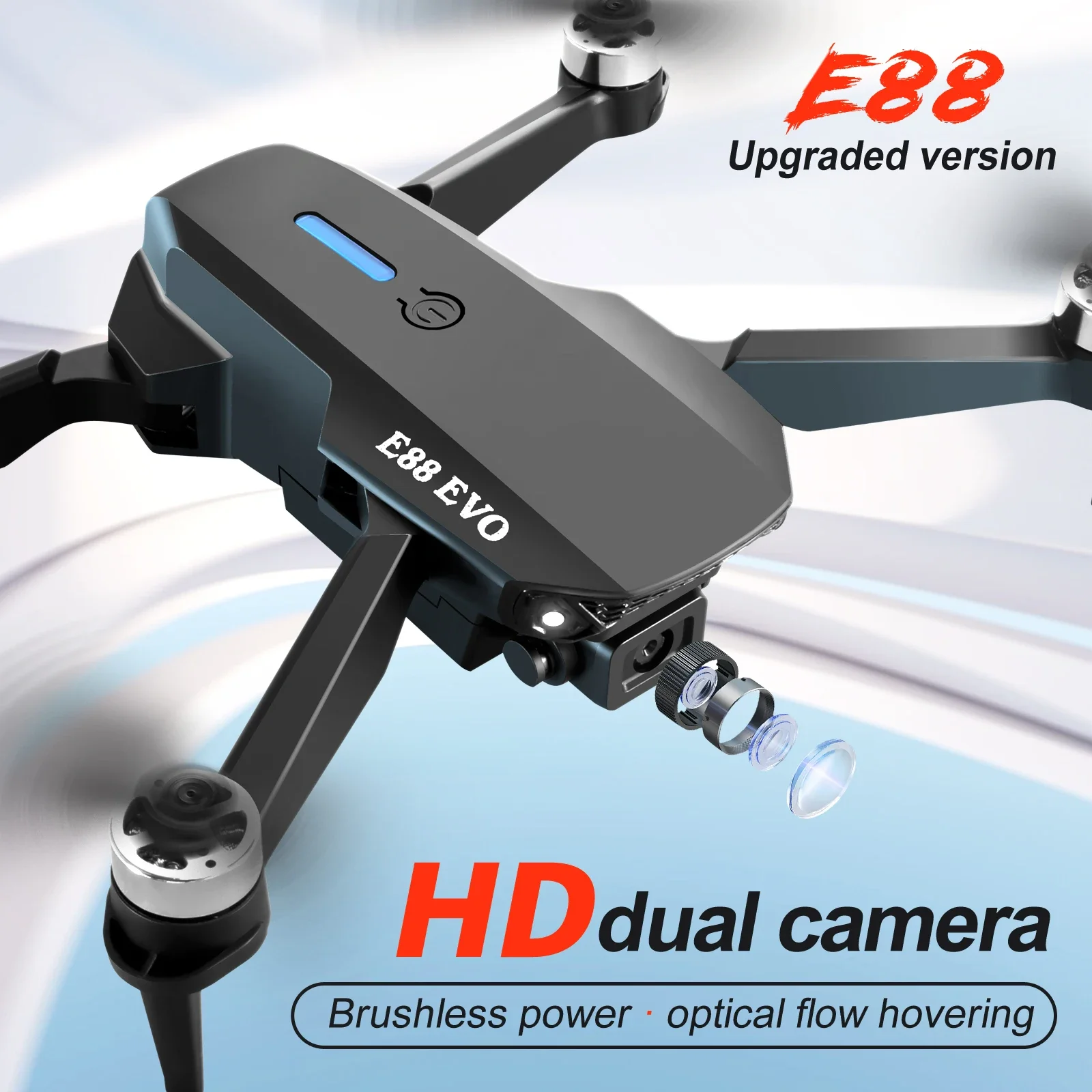 New E88 EVO/PRO WIFI FPV Drone Wide Angle HD Professional 8K Camera Height Holding Brushless Motor RC Foldable Quadcopter - Image 2
