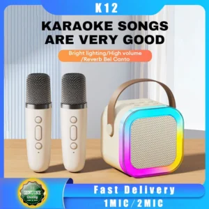 【Fast Delivery】Wireless Karaoke Speaker Bluetooth Microphone K12 Home KTV Machine RGB Light Portable Mini Bluetooth Speaker