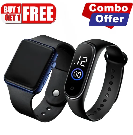 BUY 1 GET 1, Square LED Digital Sports Watch , Water Resistance LED Wrist Watch, COMBO OFFER - Image 2