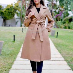 OL Sle Pure Color Autumn Winter Woolen Coat with Belt Faionable Midi Length Suit Collar Design Street Sle Women's Jaet